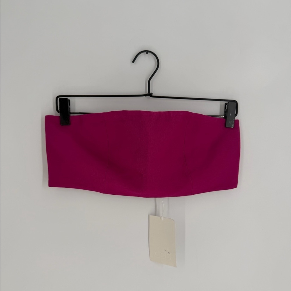 Cos Smocked Linen Blend Sweetheart Neckline Strapless Bustier In Bright Pink
